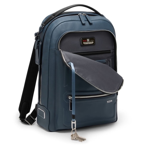 NWOT Tumi Harrison Bradner Leather Backpack in Pavement Bomb - Picture 3 of 13